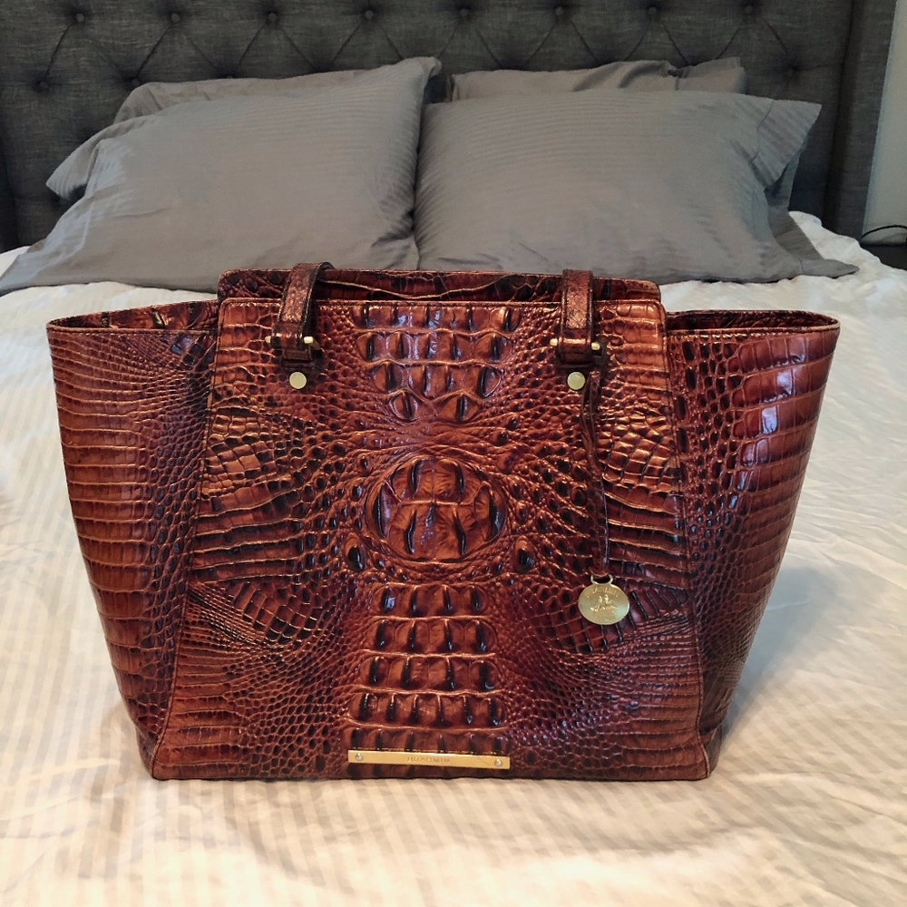 Brahmin Pecan Zip Top Tote